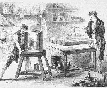 picture of Humphry Davy experimenting in the laboratory